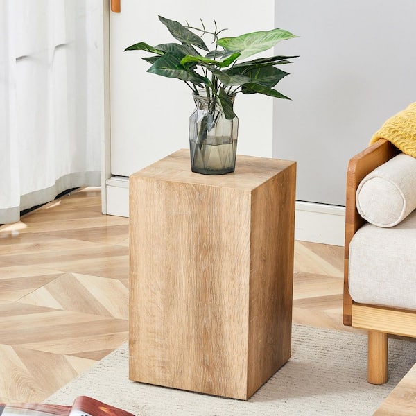 Nature Rectangle Wood 11.81 in. W Decorative Stand with Light Wood Color Texture Patterns