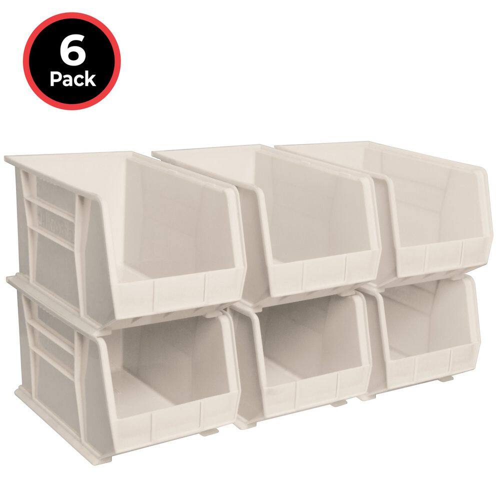 30260 Plastic Stackable Shelf Bins, 18 in. x 11 in. x 10 in. Stone Color, 6-pack price history on PriceWatchPro