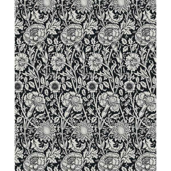 Seabrook Designs Ebony Tonal Floral Trail Unpasted Nonwoven Paper Wallpaper Roll 57.5 sq. ft.