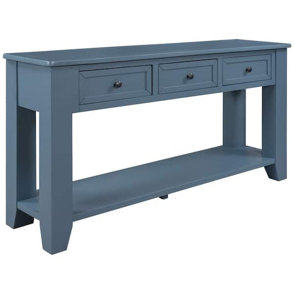 COWLOWN 55.1 in. W x 15 in. D x 30 in. H Bathroom Blue Linen Cabinet