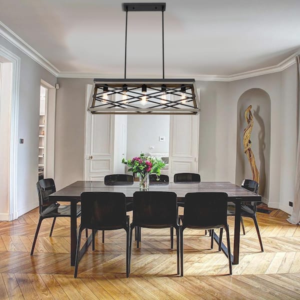 Oro 5-Light Anchor Grey Oak finish Kitchen Island Linear Pendant Chandelier