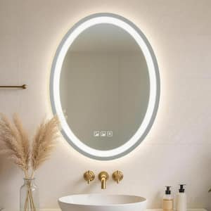 24 in. Wx 32 in. H Oval Frameless Anti-Fog LED Wall Bathroom Vanity Mirror