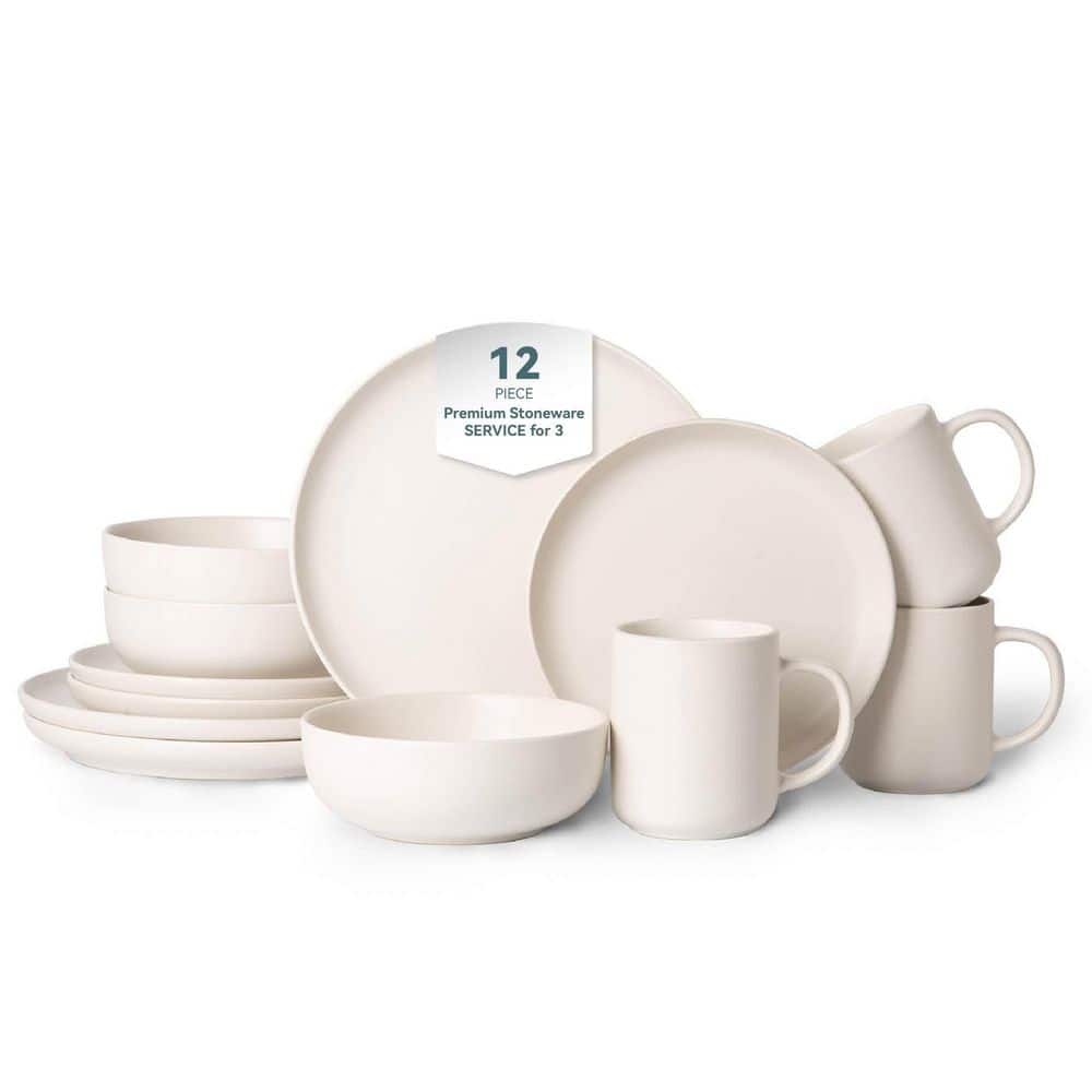 Siavonce 12-Piece Stoneware Dinnerware Sets with Mugs, Microwave and ...