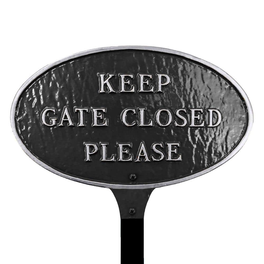 Keep Gate Closed Please Small Oval Statement Plaque with Lawn Stake Black/Silver price history on PriceWatchPro