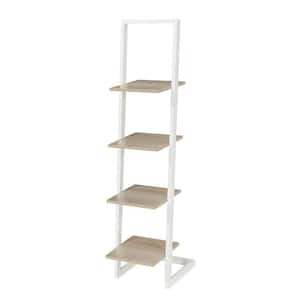 Designs2Go 56 in. H Faux Birch and Black Particle Board 4 -Shelf Ladder Bookcase with Metal Frame