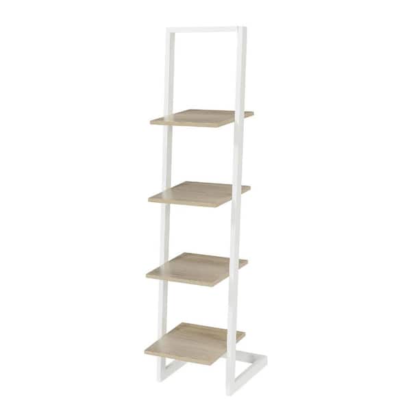Unbranded Designs2Go 56 in. H Ice White and White Particle Board 4 -Shelf Ladder Bookcase with Metal Frame