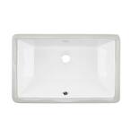 Rectangular Glazed Ceramic Undermount Bathroom Vanity Sink in White