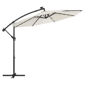 10 ft. Cantilever Patio Umbrella With LED Light in Beige