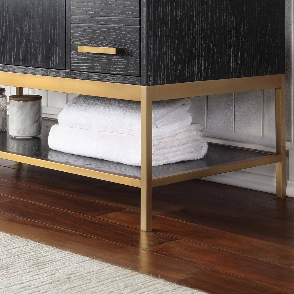 Wildy 48" Black Oak Single Bathroom Vanity with Gold Hardware