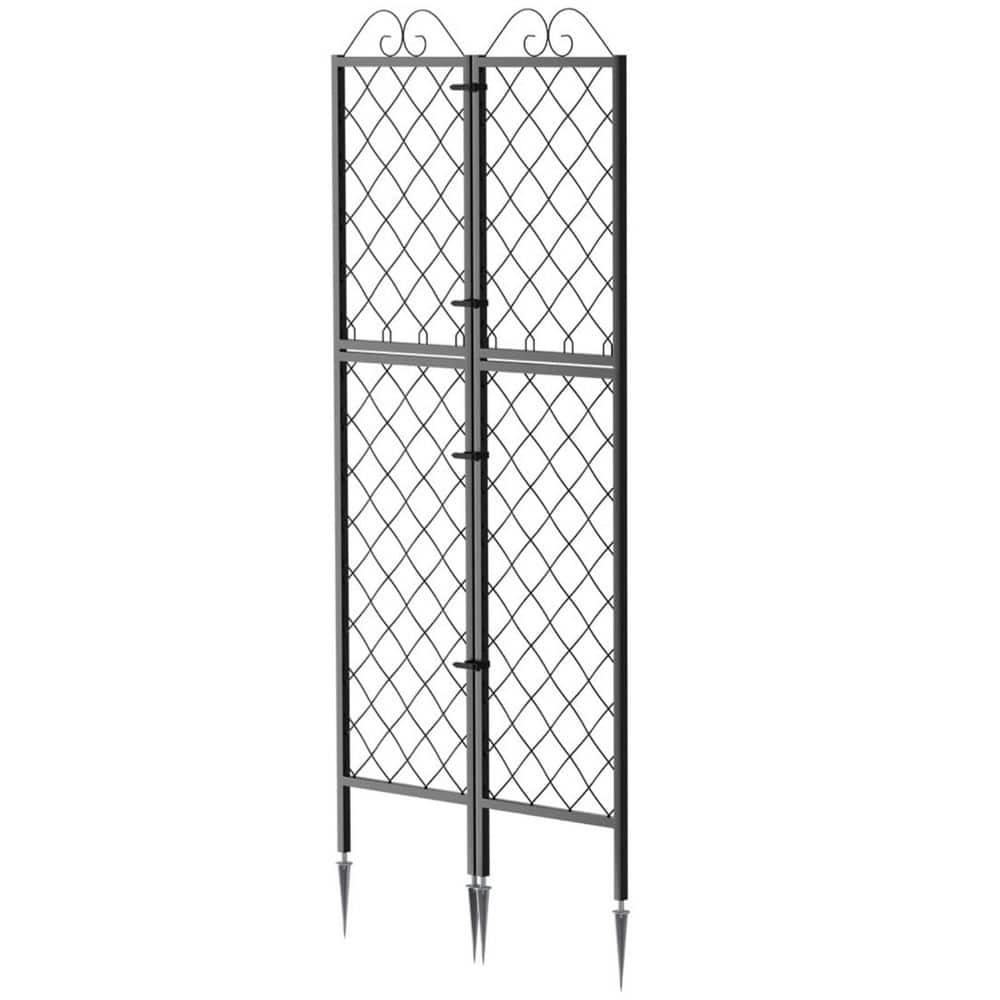 2 Pack 77.2 in. H x 16 in. W Metal Garden Trellis, Black