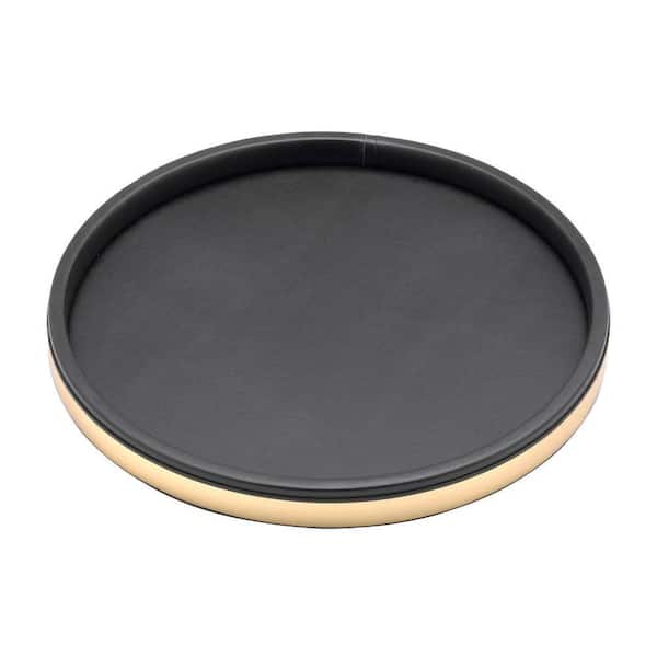 Kraftware Sophisticates 14 in. Serving Tray in Black w/Polished Brass