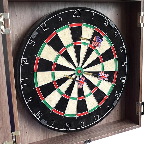 Hathaway 19.75 in. Winchester Dart Board and Cabinet Set in Driftwood  BG1044-DWD - The Home Depot