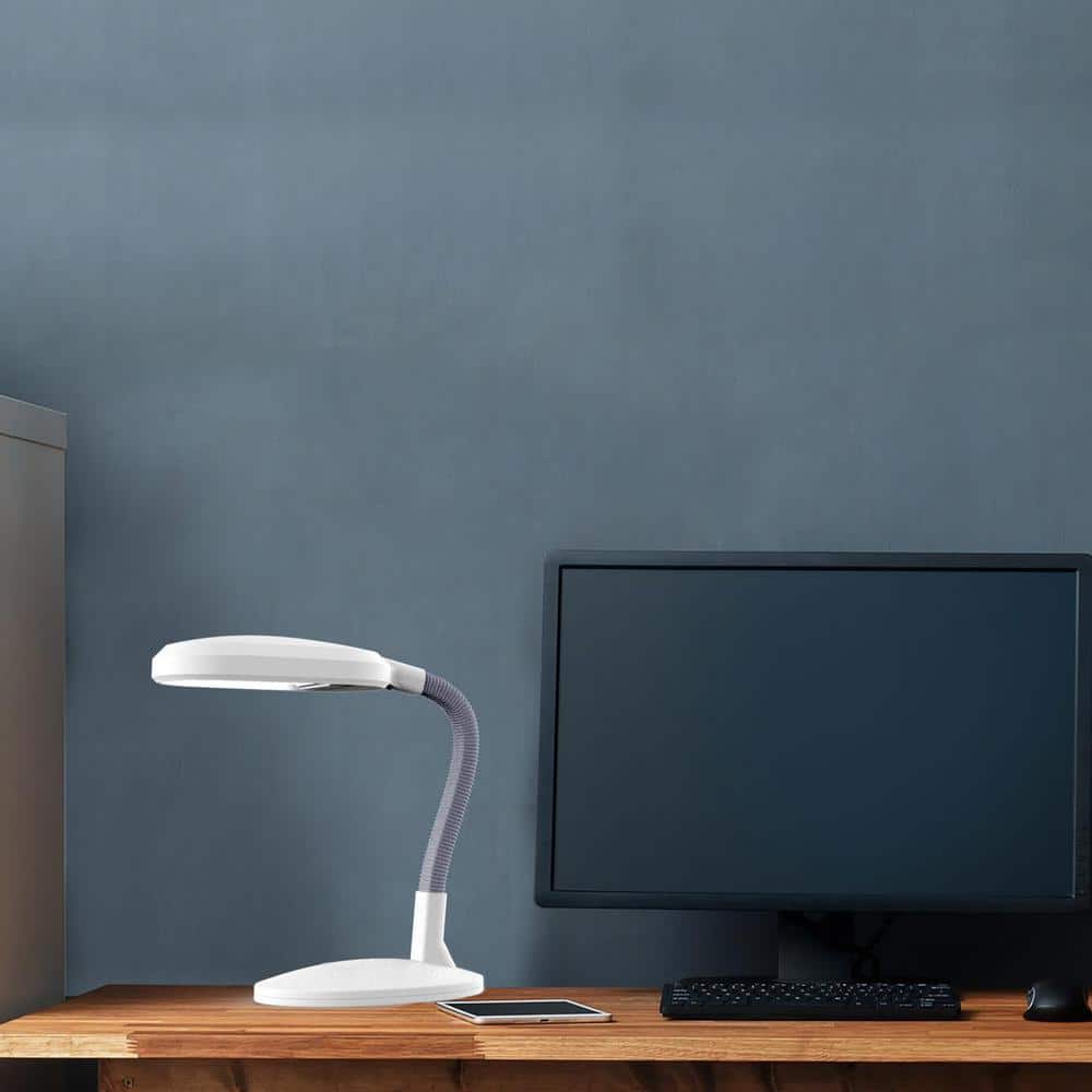 White Adjustable LED Desk Lamp with Touch Dimmer