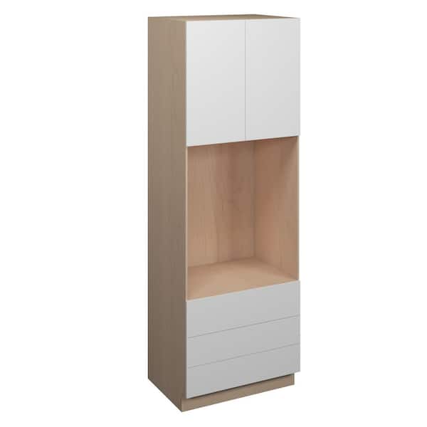 Kunal Kitchens Ithaca Slab 33 in. W x 96 in. H x 24 in. D in Super White Plywood Assembled Oven Cabinet