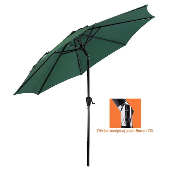 Mondawe 9 ft. Patio Umbrella Outdoor Table Market Umbrella in Green with Push Button Tilt and Crank