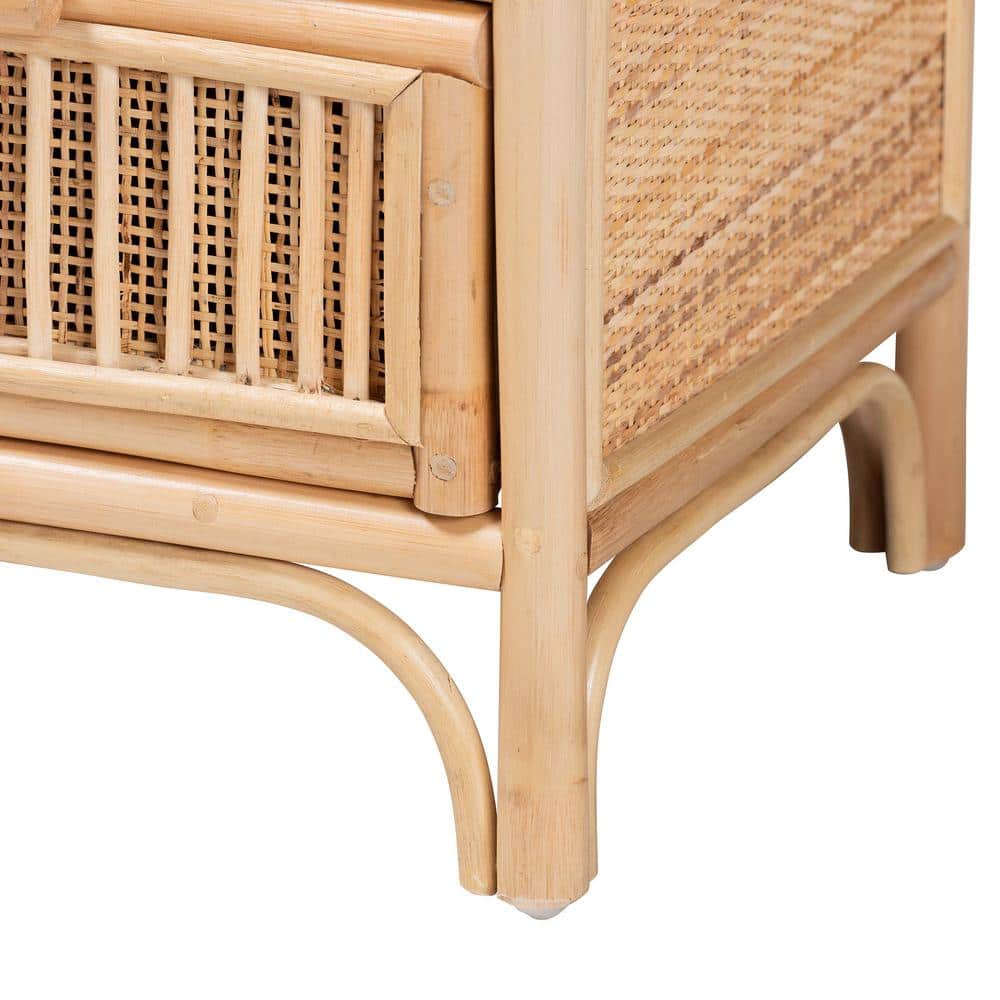 Adrika Natural Rattan 2-Drawer Bohemian Nightstand