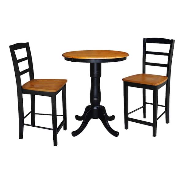International Concepts Madrid 3-Piece Black and Cherry Bar Table Set
