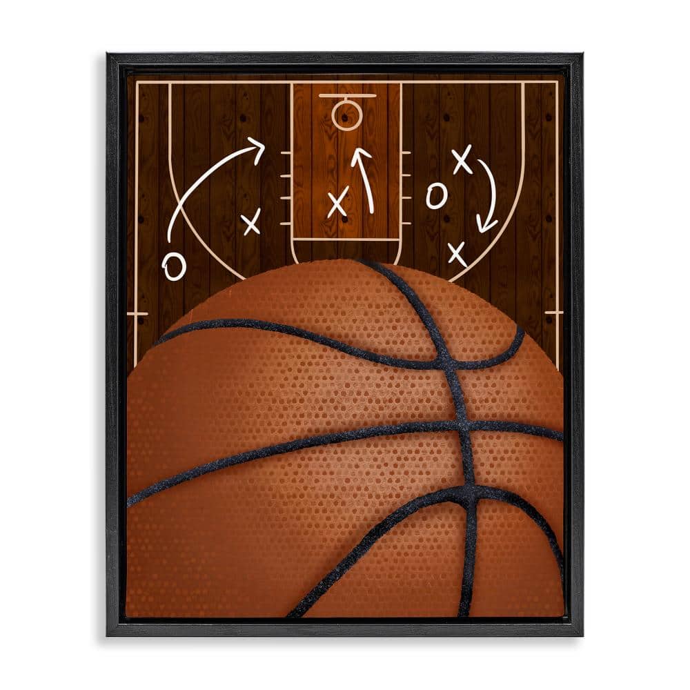 Basketball Court Tactics Black Framed Floater Canvas Wall Art, design by Jennifer Stith price history on PriceWatchPro