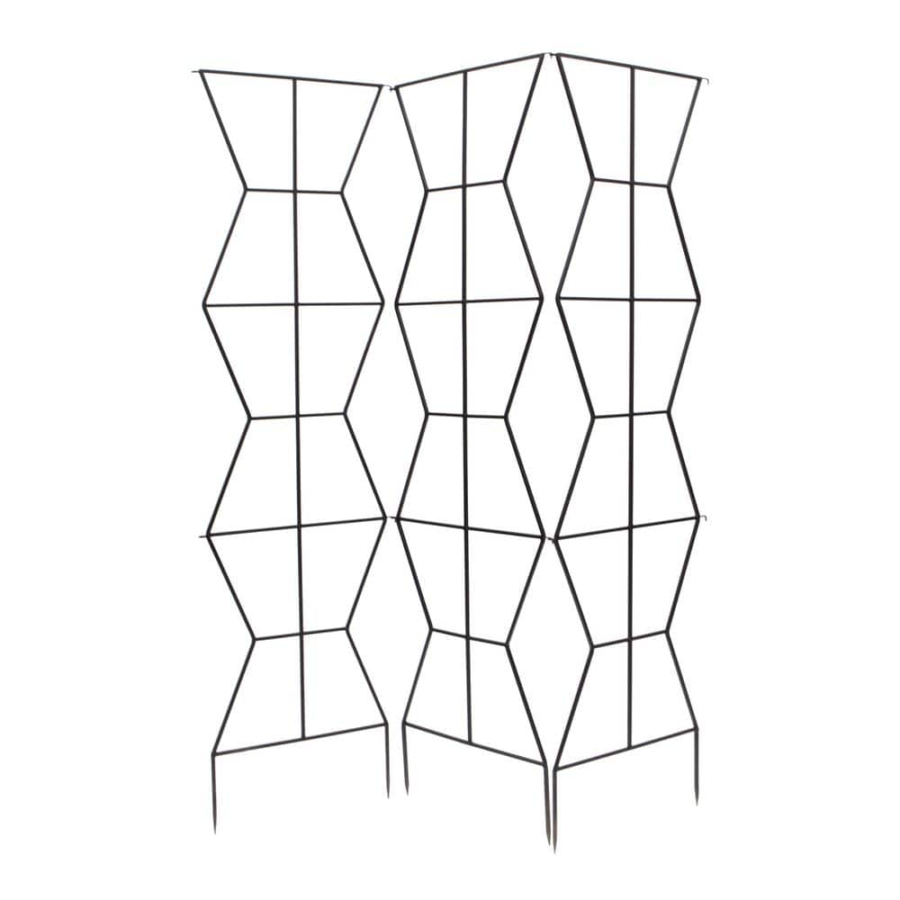84" Black Wrought Iron Zigzag Outdoor Garden Trellis