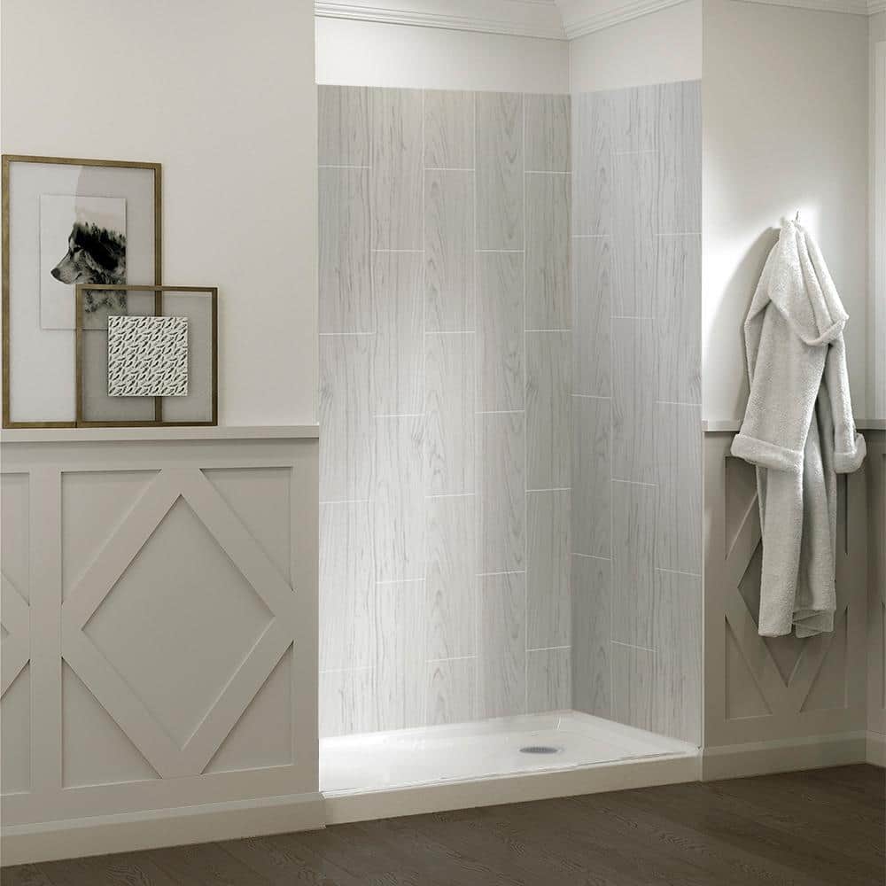 JETCOAT 32 in. x 60 in. x 78 in. Shower Kit in Driftwood with Right Drain 30 in. Base in White (5-Piece) price history on PriceWatchPro