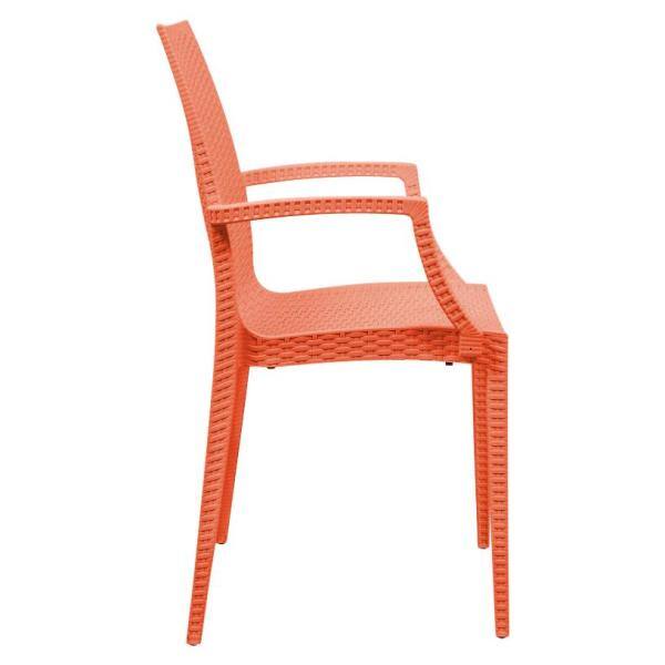 LeisureMod Weave Mace Contemporary Orange Polypropylene Dining Chair - Set of 4