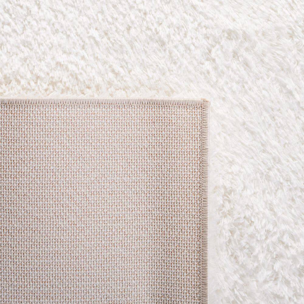 August 3' x 5' White Synthetic Shag Area Rug