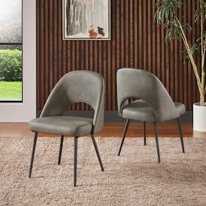 Grey Upholstered Dining Chairs (Set Of 2)