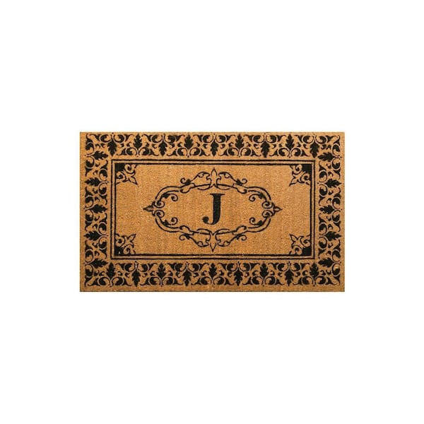 nuLOOM Monogrammed Outdoor Welcome Door Mat, 3x4, Letter J