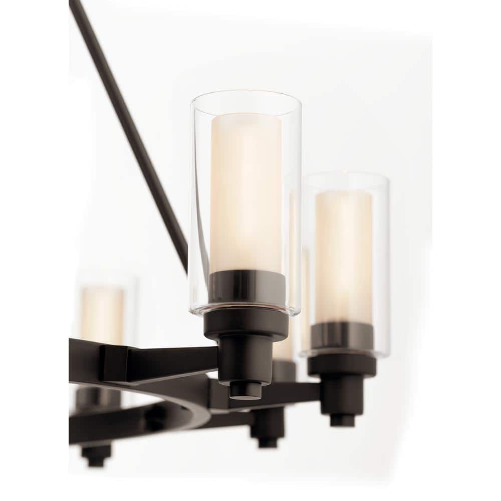 Circolo 41" Olde Bronze 12-Light Round Chandelier with Clear and Umber Glass