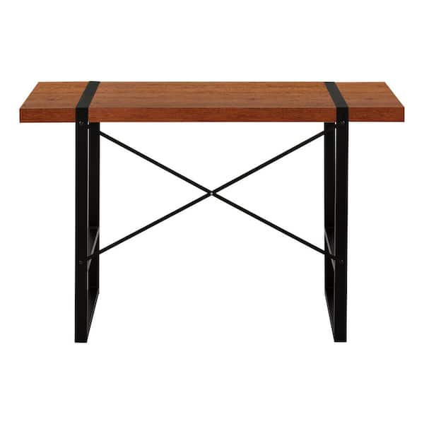 Hand Made wood desk with metal 3 pronged legs - wood stained dark oak  120x60cm