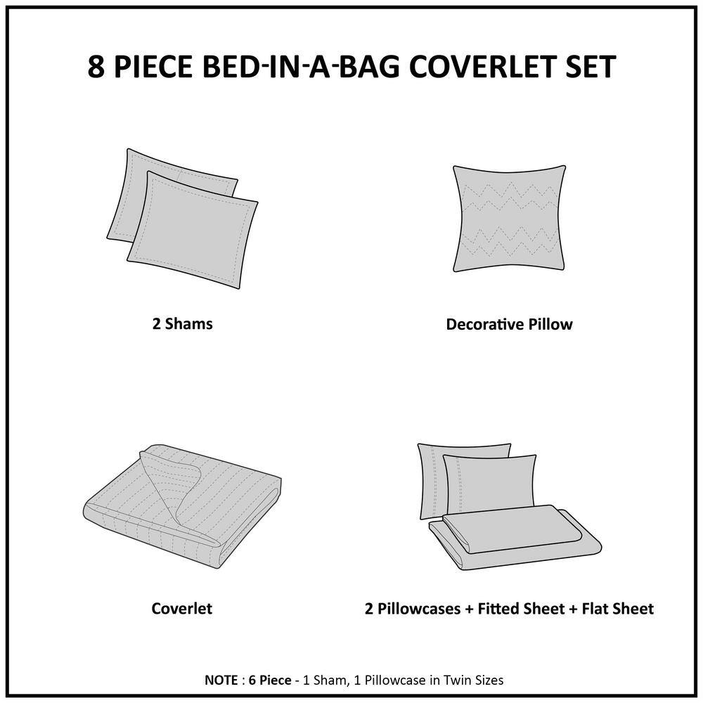 Aqua and Gray Reversible Microfiber Full Quilt Set