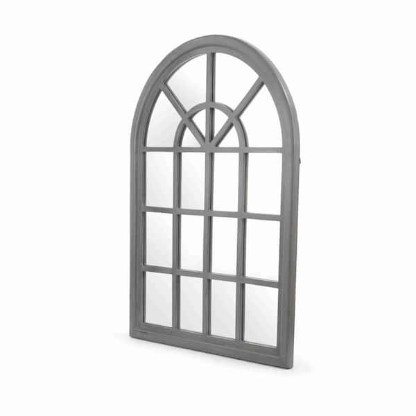 Miscool Avex Grey 34 in. W x 47 in. H Modern Arched Wood Framed Mirror