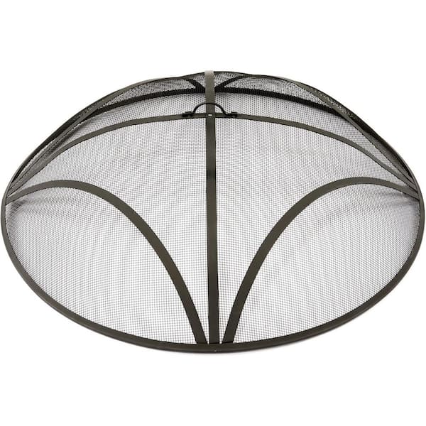 ITOPFOX 24 in. Outdoor Round Fire Pit Screen Cover, Reinforced Steel Ember Lid with Handle in Black
