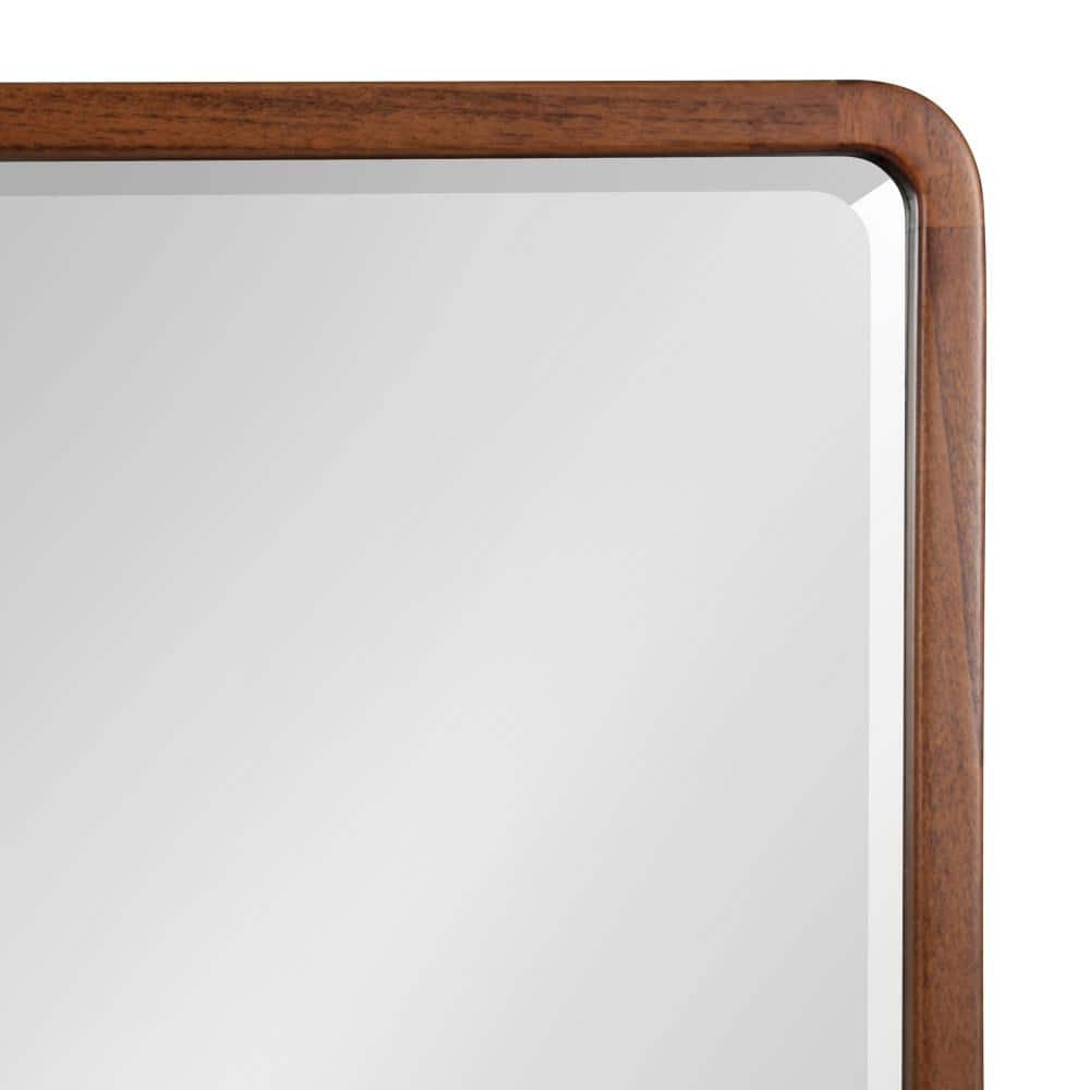 Walnut Brown Rectangular Wood Framed Wall Mirror, 20 x 36