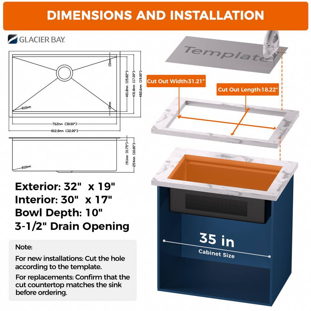 32 Inch Gunmetal Black Stainless Steel Undermount Workstation Sink