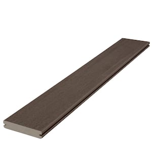 Promenade 1 in. x 5-1/2 in. x 1 ft. Weathered Cliff Grooved Edge Capped Composite Decking Board Sample