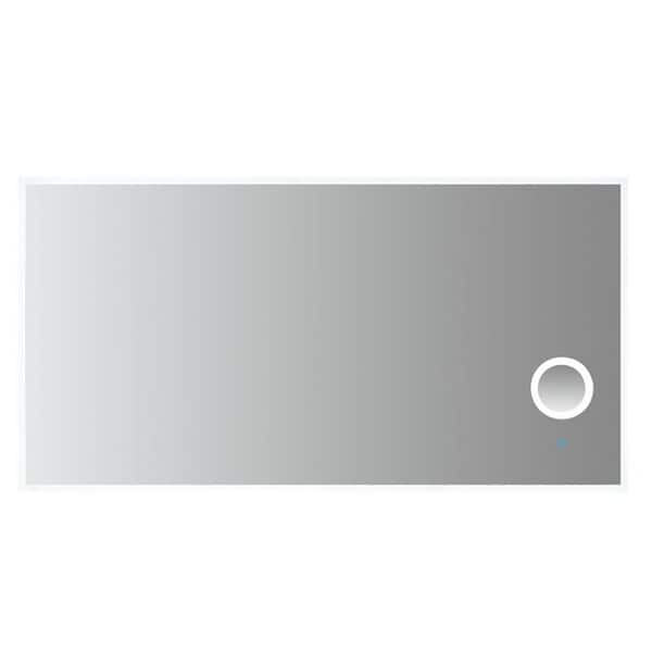 ARPELLA Moderna 70 in. W x 36 in. H Frameless Rectangular LED Bathroom Vanity Mirror with 3x Magnification, Dimmer and Defogger