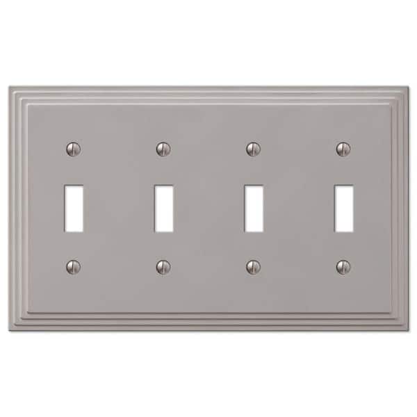 AMERELLE Tiered 4 Gang Toggle Metal Wall Plate - Satin Nickel