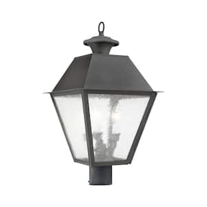 Willowdale 22 in. 3-Light Charcoal Cast Brass Hardwired Outdoor Rust Resistant Post Light with No Bulbs Included