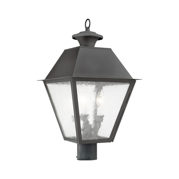 Livex Lighting Mansfield 3 Light Charcoal Outdoor Post Top Lantern
