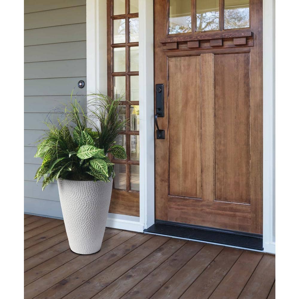 Weathered White Large Round Textured Outdoor Planter