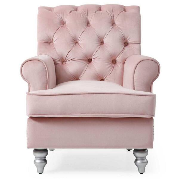 pink tufted accent chair