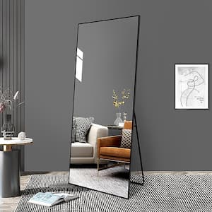 23.6 in. W x 65 in. H Rectangular Framed Freestanding Bathroom Vanity Mirror in Black, Floor Mirror Full Length Mirror