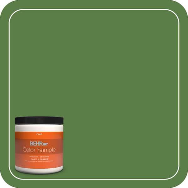BEHR PREMIUM PLUS 8 oz. #S-H-430 Mossy Green Flat Interior/Exterior Paint & Primer Color Sample