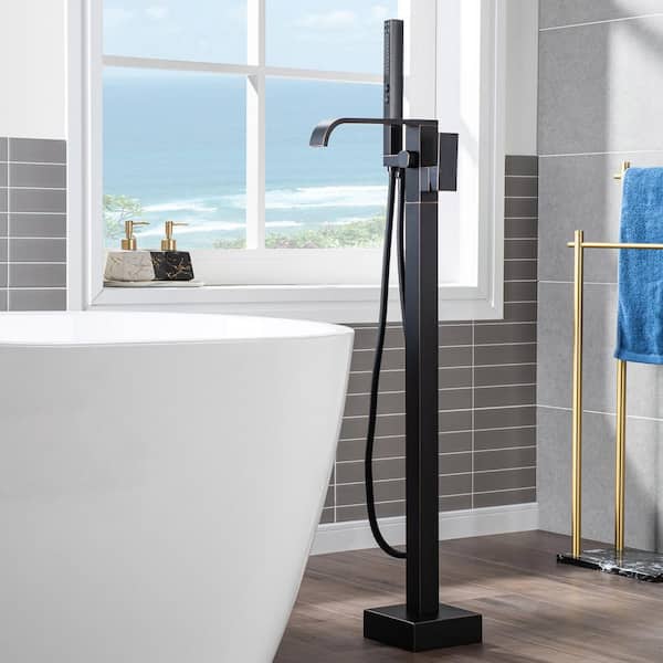 Single-Handle Freestanding Tub Faucet with Hand Shower in Oil Rubbed Bronze
