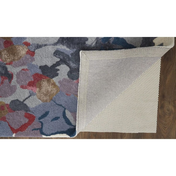 Blue,  Gray,  Pink  5 ft. x 8 ft.  Tufted Floral Wool Indoor Area Rug