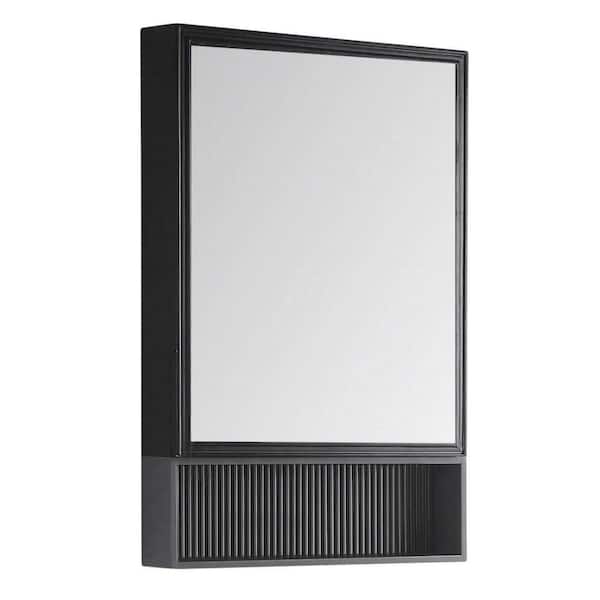 FINE FIXTURES Dakota 21 in. W x 33 in. H Medium Rectangular Black and Gray Wooden Surface Mount Medicine Cabinet with Mirror