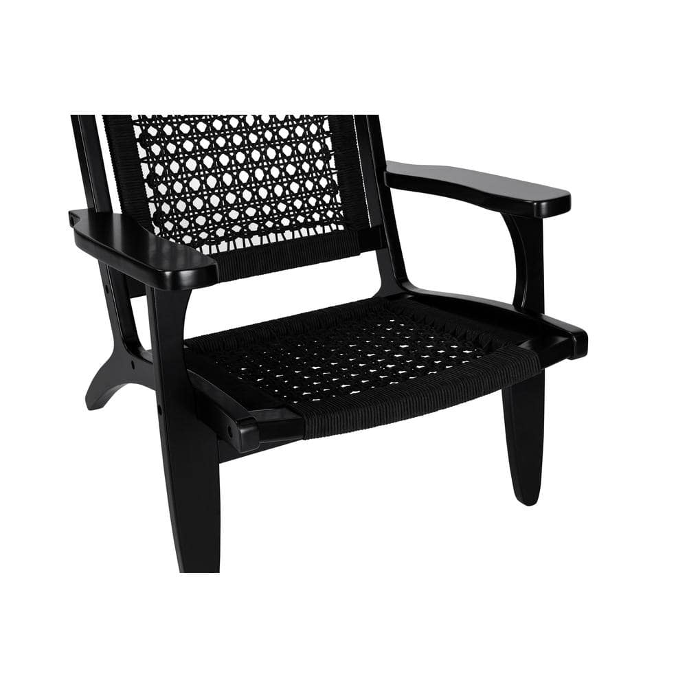 Black Hexagon Woven Rope and Wood Accent Chair