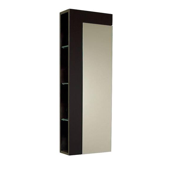 Fresca 13-3/4 in. W x 39-3/10 in. H Bathroom Linen Storage Tower Cabinet with Mirror in Espresso