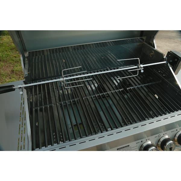 Monument Grills 6-Burner Propane Gas Grill in Stainless with LED Controls,  Side Burner and Rotisserie Kit 77352 - The Home Depot